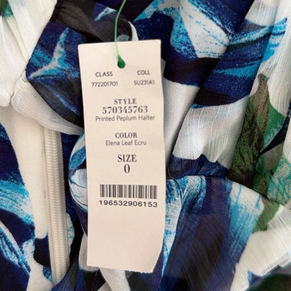 Coquette Boho Cottage core Nature White House Black Market blue & green Halter - Picture 5 of 6